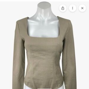 Zara Taupe corset Long Sleeve Bodysuit